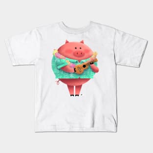 Ukulele Pig Kids T-Shirt